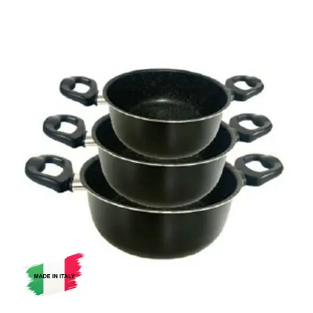 Faitout POT ITALIA  18 CM | Avec Couvercle en Verre - Noir 