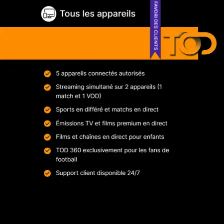 TOD Abonnement Tv & Streaming 6 mois / 1 Ecran