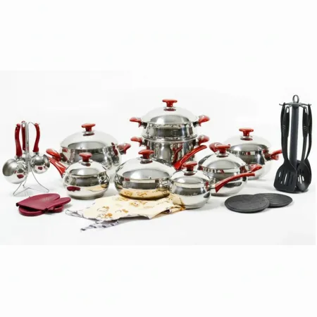 Batterie de cuisine inox 32Pcs Rouge | OMS 1072