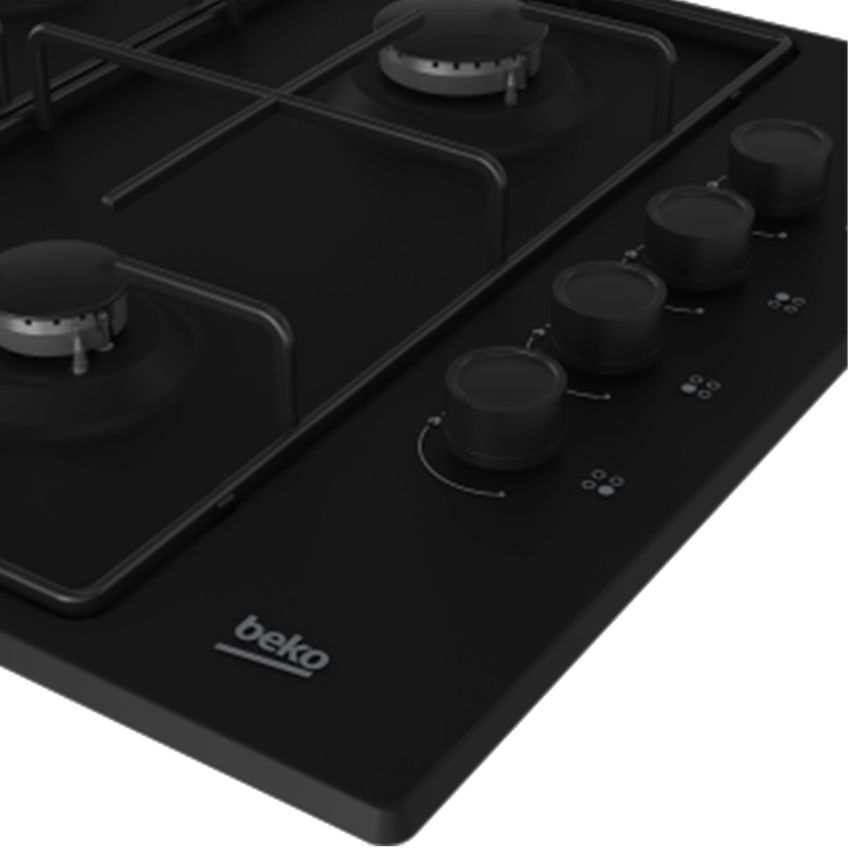 Plaque de cuisson BEKO à Gaz 4 Feux | 60 cm -  HIGG 64123 SBL  -  Noir 
