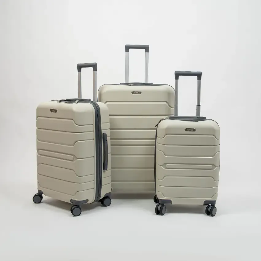 Valise TITOU Incassable Polypropylene | Modèle 30KG - Beige/Gris