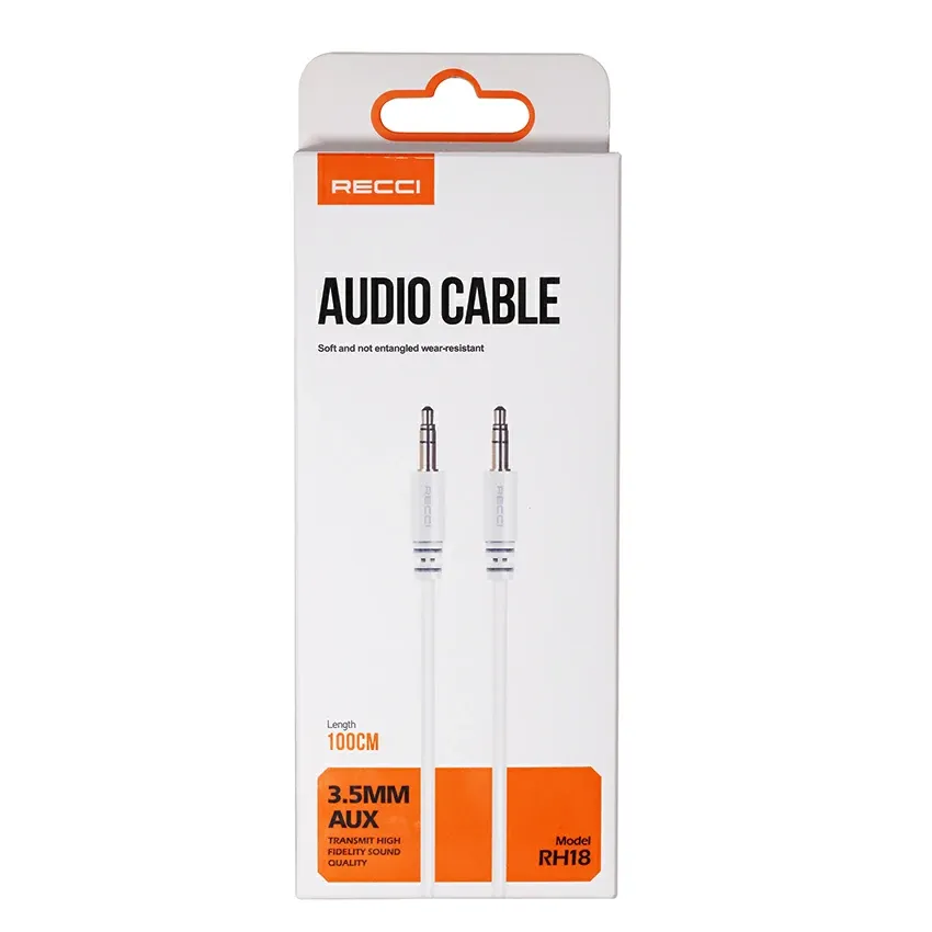 Câble Jack Mâle RECCI 3.5 mm | AUX RH18 - Blanc
