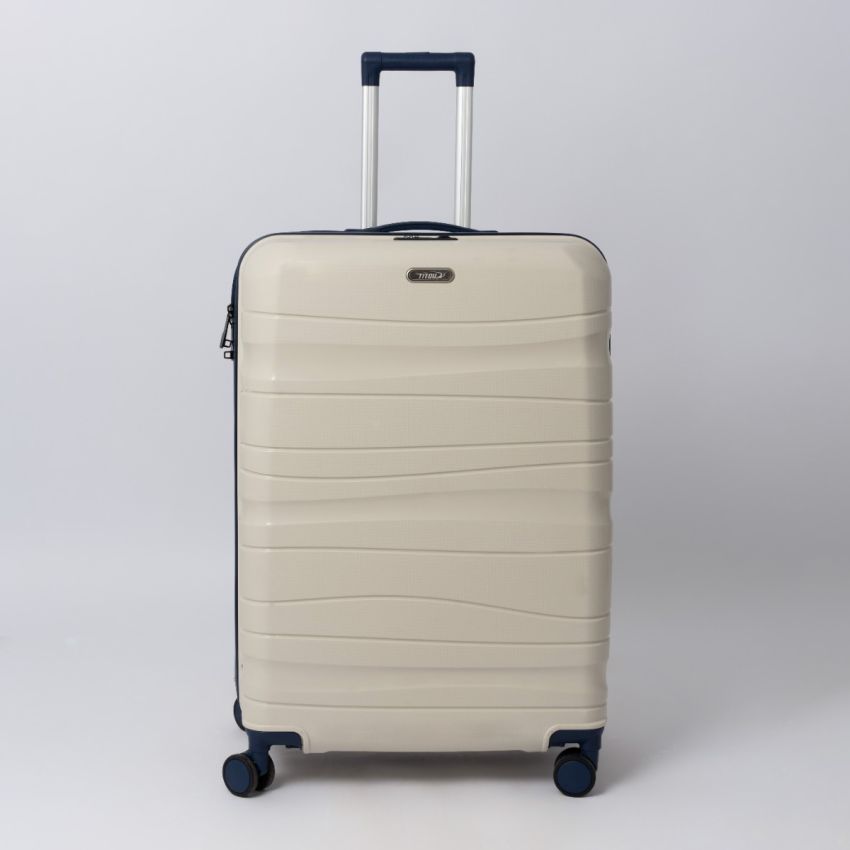 Valise TITOU Incassable Polypropylene | Modèle 15KG - Beige/Bleu 