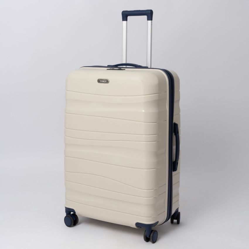 Valise TITOU Incassable Polypropylene | Modèle 30KG - Beige/Bleu 