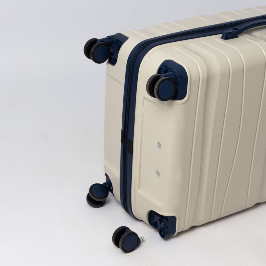 Valise TITOU Incassable Polypropylene | Modèle 15KG - Beige/Bleu 