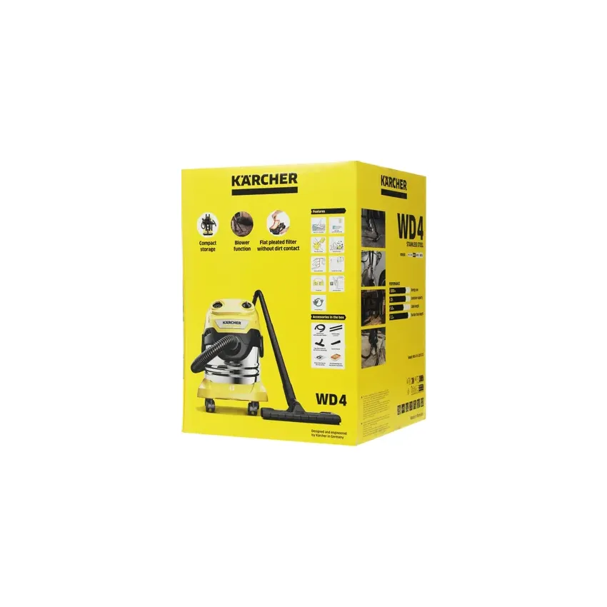 Aspirateur Eau et Poussières KARCHER WD4 | 1.628-260.0 - Jaune/Inox