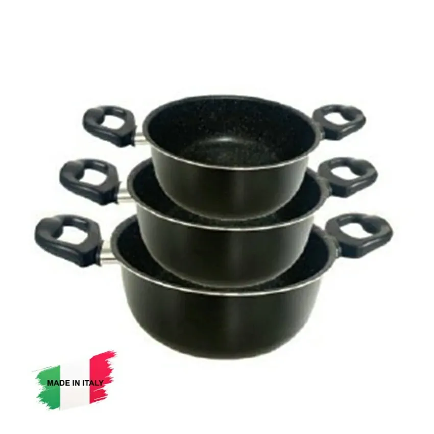 Faitout POT ITALIA  18 CM | Avec Couvercle en Verre - Noir 