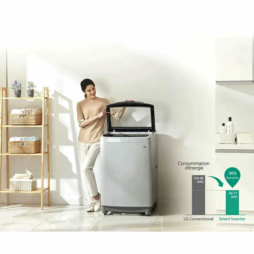 Lave linge LG 12Kg | Essorage 1200 Tours/min - Smart Inverter - T1288NEH - Silver