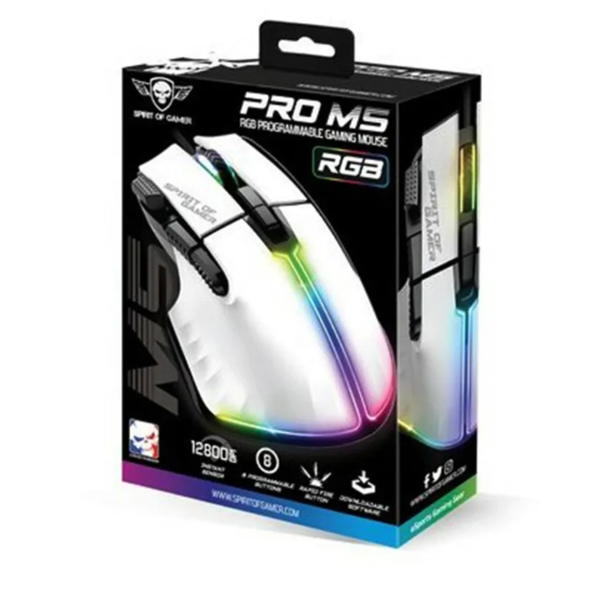 Souris SPIRIT OF GAMER PRO M5 LED RGB  S.PM5RGBWT Blanc
