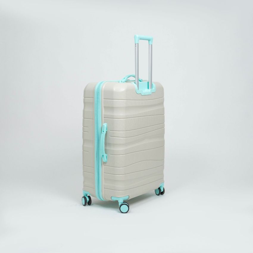 Valise TITOU Incassable Polypropylene | Modèle 15KG - Beige/Turquoise 