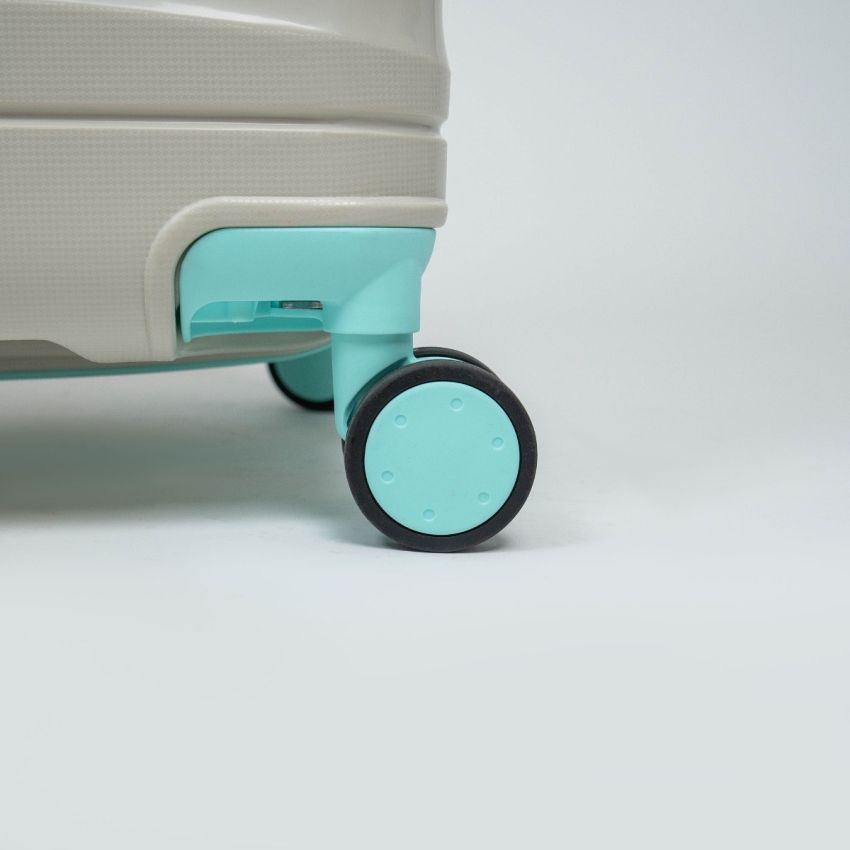 Valise TITOU Incassable Polypropylene | Modèle 15KG - Beige/Turquoise 