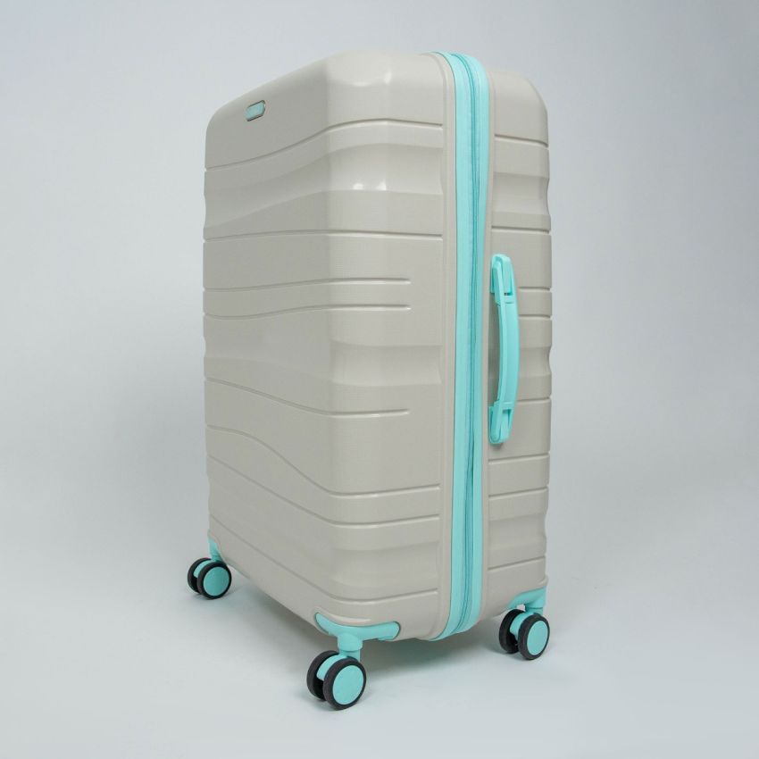 Valise TITOU Incassable Polypropylene | Modèle 20KG - Beige/Turquoise 