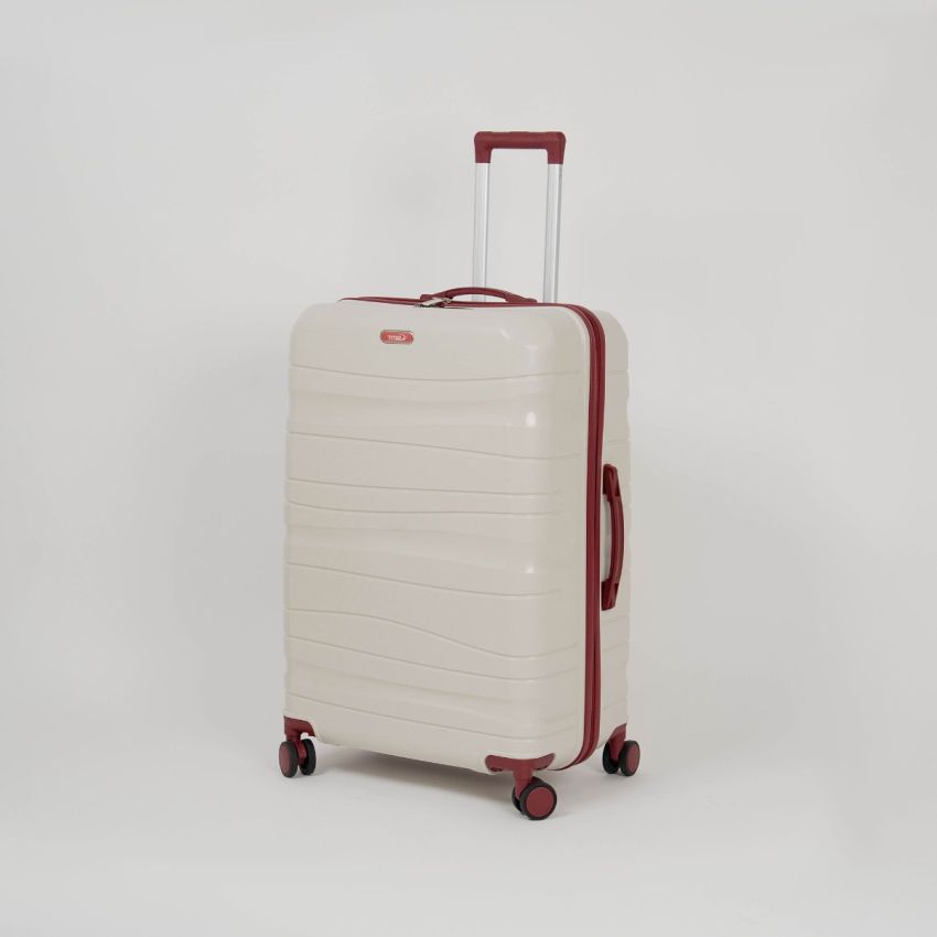 Valise TITOU incassable avec roues démontables | Modèle 30KG - Beige/Rouge 