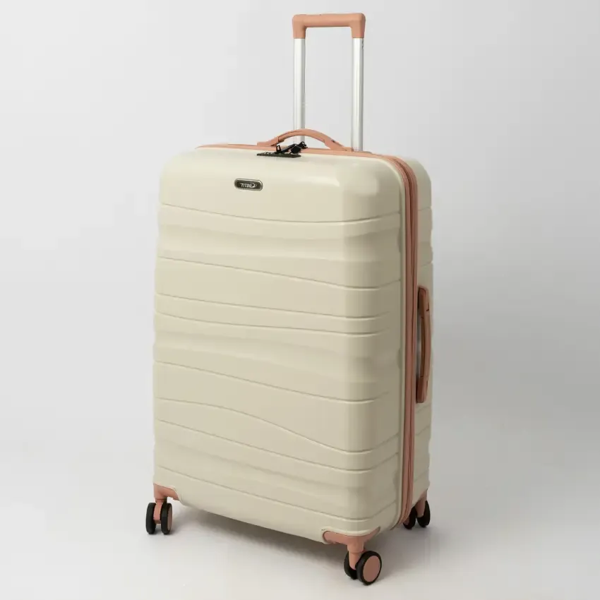 Valise TITOU Incassable Polypropylene | Modèle 15KG - Beige/Saumon 
