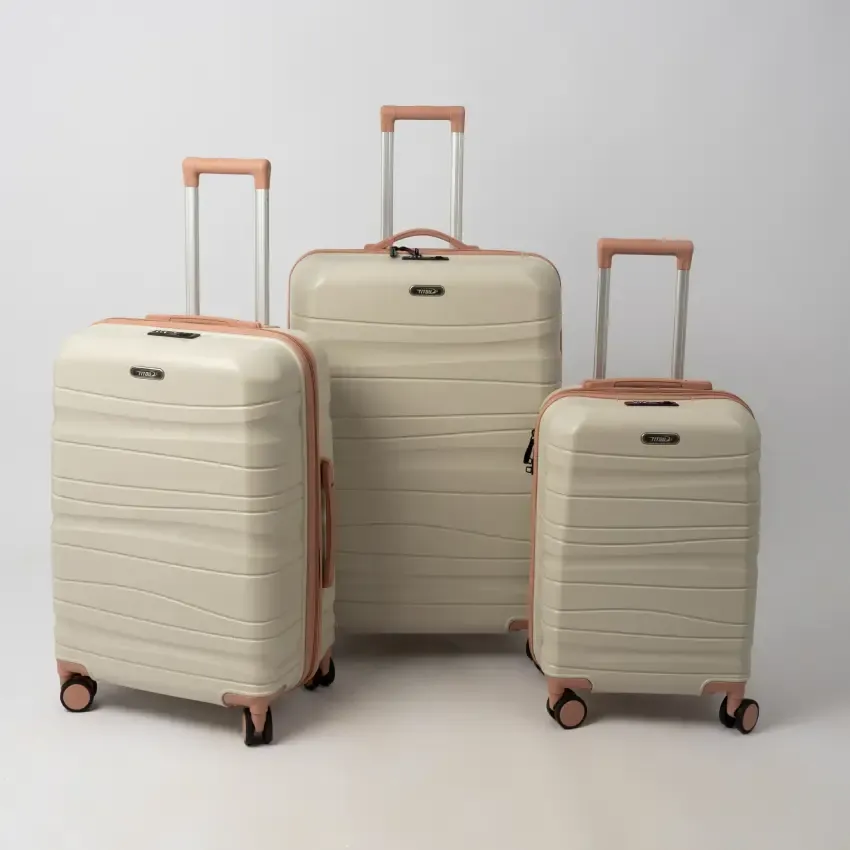 Valise TITOU Incassable Polypropylene | Modèle 15KG - Beige/Saumon 