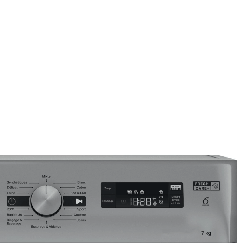 Machine à Laver Whirlpool 7 kg  | Essorage 1200 Tours/min - FFWS7235 SBNA - Silver 