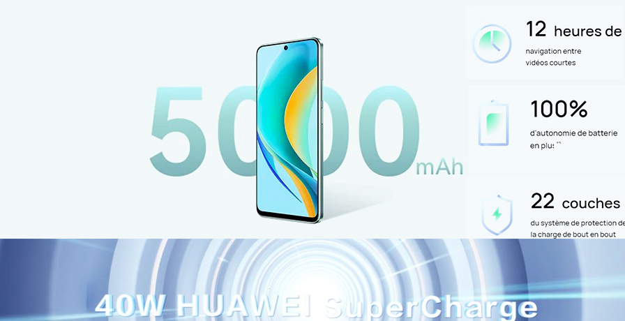 HUAWEI Smartphone NOVA Y90 -  5000 mAh + Supercharge 40Watt