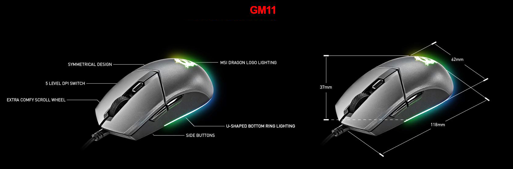 GM11 Souris Gamer MSI Clutch au Meilleur Prix 5000 dpi