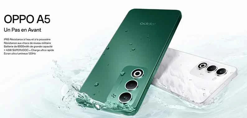 Photo de l&rsquo;OPPO A5 2025 avec Coque de Protection Incluse