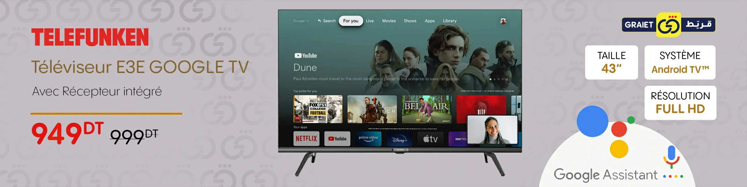 Tv TELEFUNKEN tv-telefunken--e3e-43-google-tv-smart-full-hd