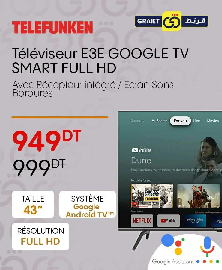Tv TELEFUNKEN tv-telefunken--e3e-43-google-tv-smart-full-hd